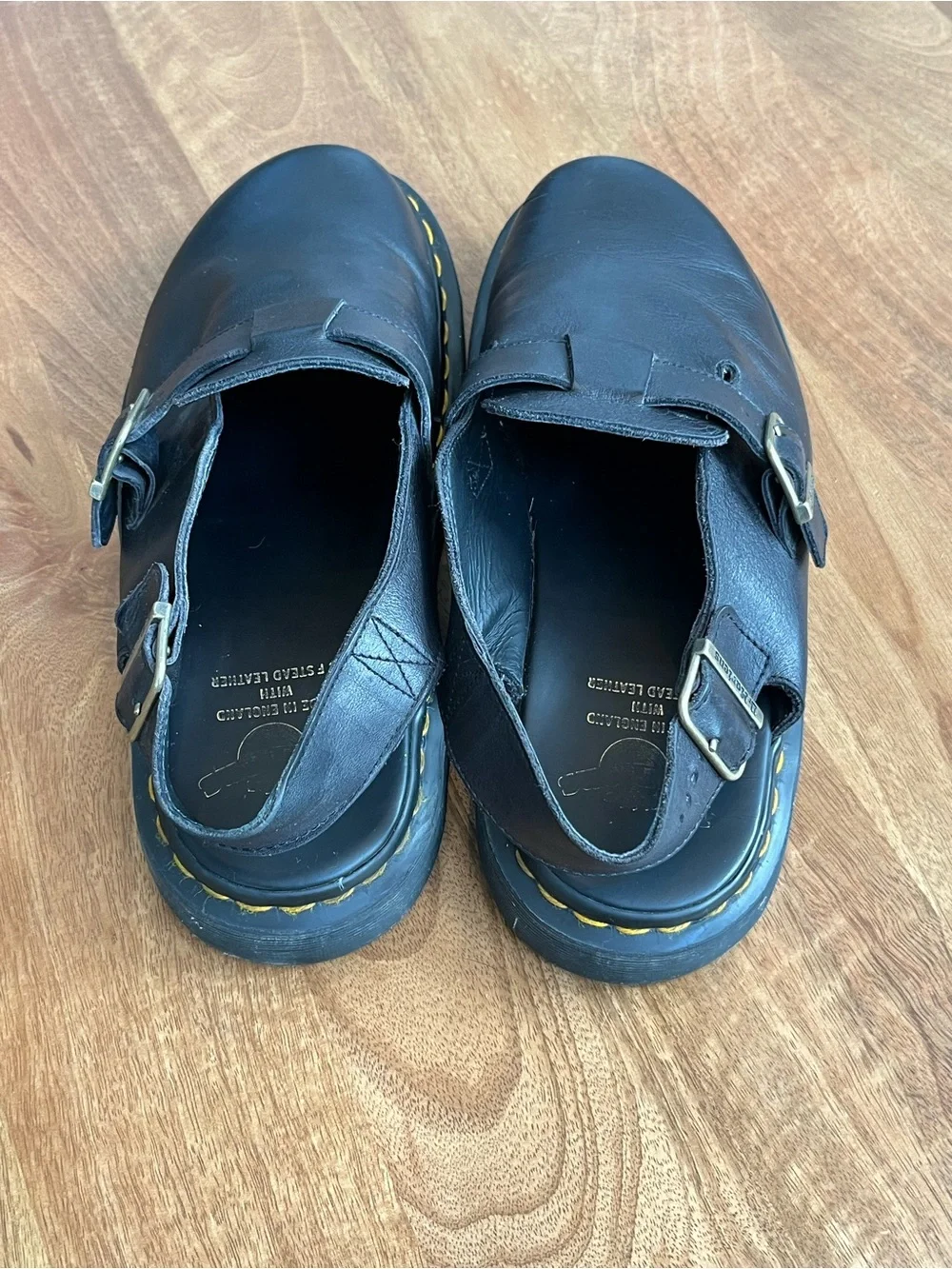 Vintage Dr. Martens Mens 11 Black Leather Slingback Clog Style Shoes